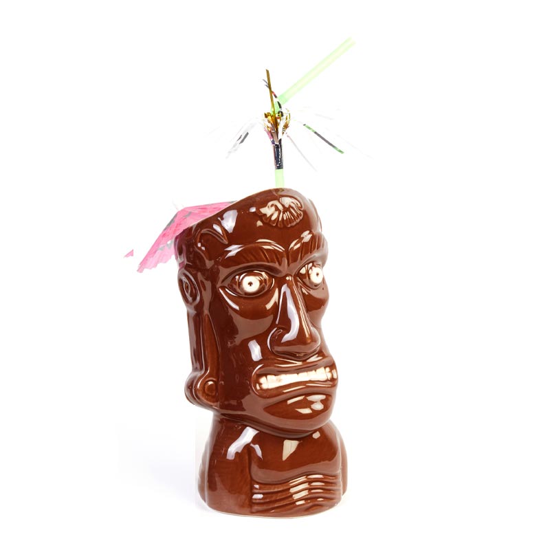 biradli grv20217 seramik tiki mug kokteyl bardagi 8x17 5 cm kahverengi bar ve kokteyl ekipmani