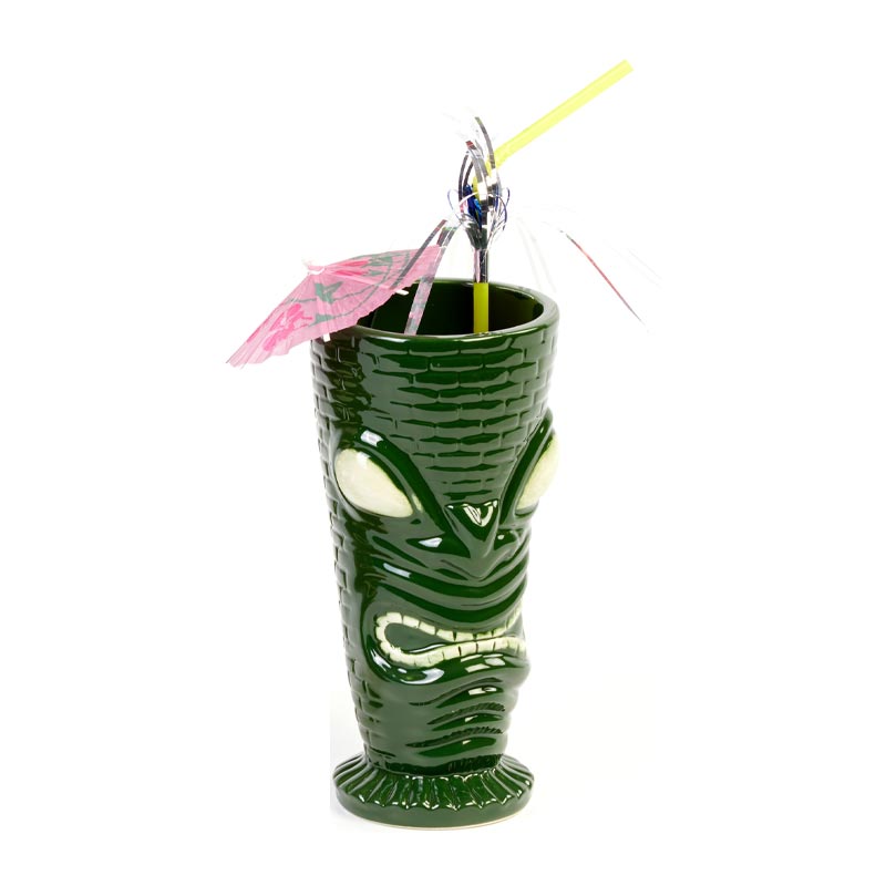 biradli grv20209 seramik tiki mug kokteyl bardagi 350 cc 8x17 cm yesil bar ve kokteyl ekipmani