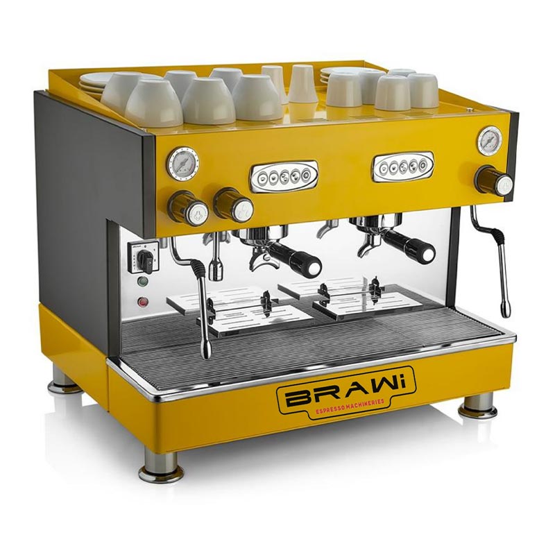 Brawi Tall Cup Tam Otomatik Espresso Kahve Makinesi, 2 Gruplu, Sarı, kahve aksesuarı