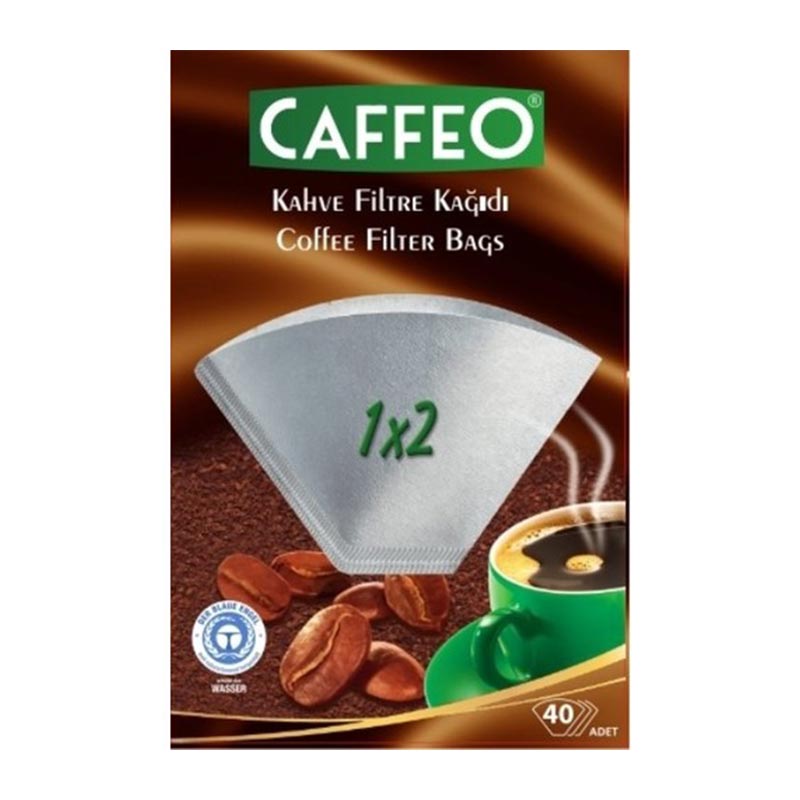 Caffeo 1x2 Kahve Filtre Kağıdı, 40 Adet, Beyaz, kahve aksesuarı