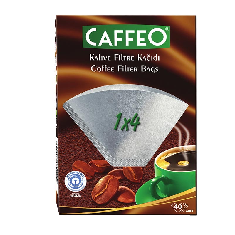 Caffeo 1x4 Kahve Filtre Kağıdı, 40 Adet, Beyaz, kahve aksesuarı