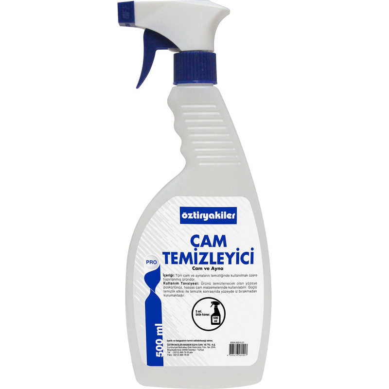 oztiryakiler cam temizligi icin 500 ml mavi etiket seffaf triger sise