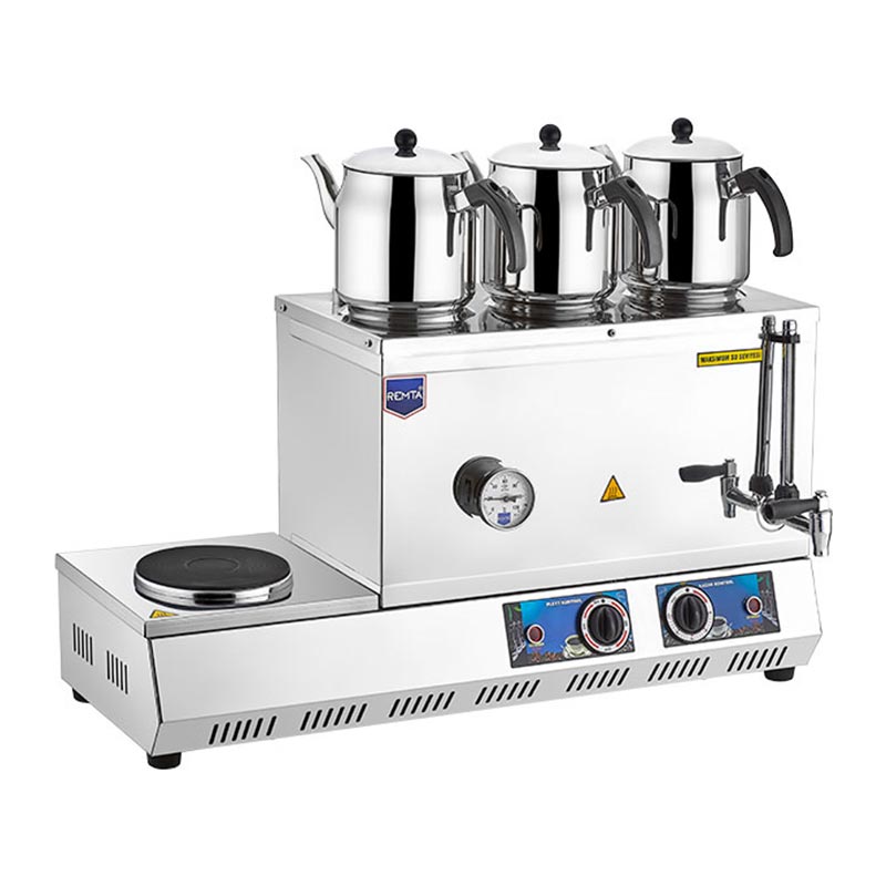Remta K32 55 Ocaklı Model Çay Ocağı, 3 Demlikli, 33 L, Elektrikli, çay kazanı ve sıcak içecek ekipmanı