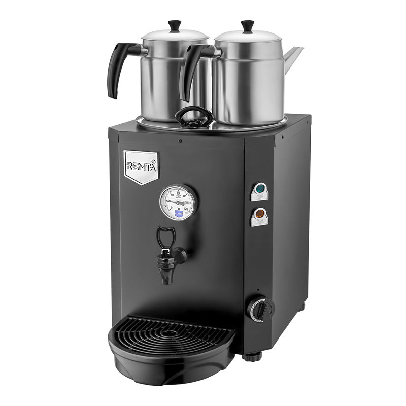 Remta DE12 Jumbo Çay Makinesi, 2 Demlikli, 13 L, Elektrikli, Siyah, içecek hazırlama makinesi