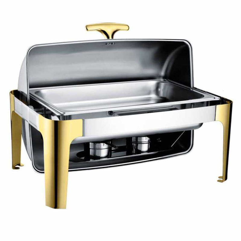 epinox chafing dish roll top 9 l gold cdr 9s acik bufede servis ve sicak tutma ekipmani