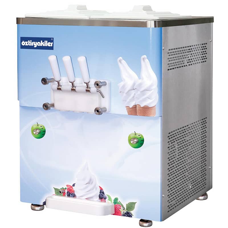 oztiryakiler 3 kollu dondurma makinesi set ustu pompali 2x11 lt