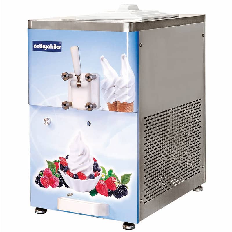 oztiryakiler tek kollu dondurma ve donmus yogurt makinesi set ustu pompali karistiricili 11 lt
