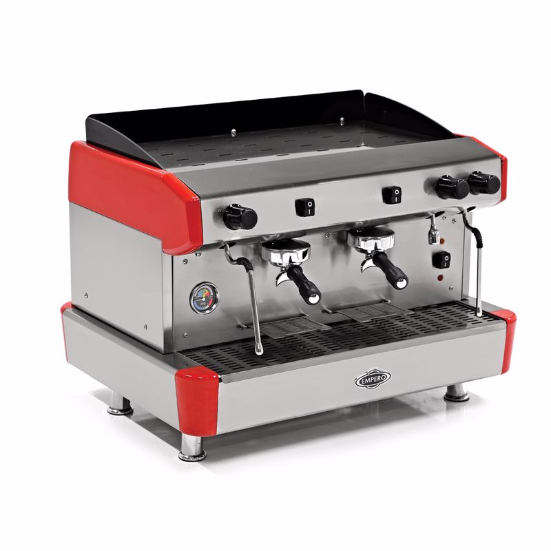 Empero Yarı Otomatik Espresso Kahve Makinesi, 2 Gruplu, Kırmızı, kahve aksesuarı