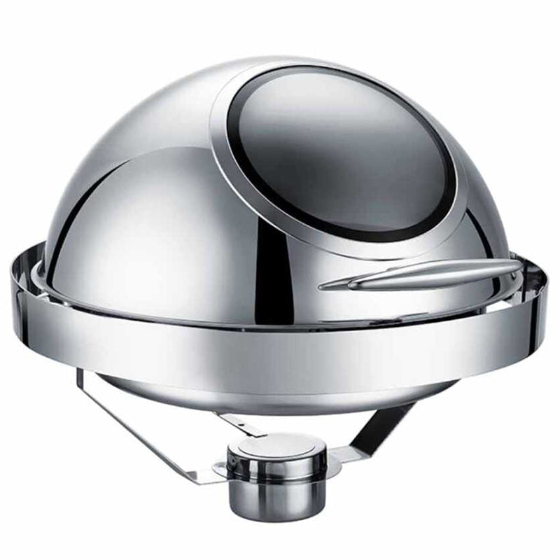 epinox cdg-6c chafing dish roll top yuvarlak kapak gomme camli 6 lt acik bufede servis ve sicak tutma ekipmani