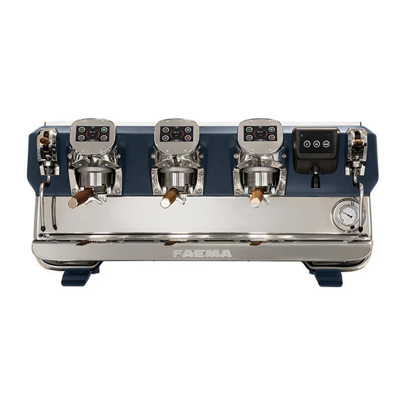 Faema E71 A/3 Touch Blue Pearl Tam Otomatik Espresso Kahve Makinesi, 3 Gruplu, kahve aksesuarı