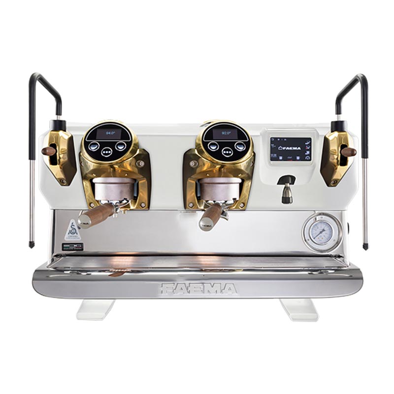 Faema E71E Full Otomatik Espresso Kahve Makinesi, 2 Gruplu, Beyaz-Gold-Ahşap, kahve aksesuarı