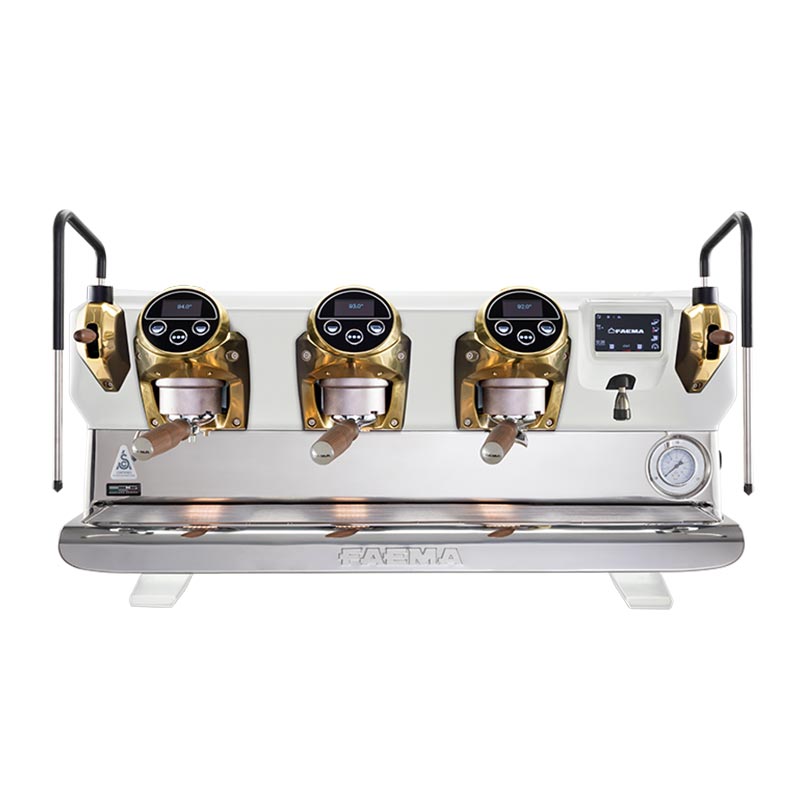 Faema E71E Full Otomatik Espresso Kahve Makinesi, 3 Gruplu, Beyaz-Gold-Ahşap, kahve aksesuarı
