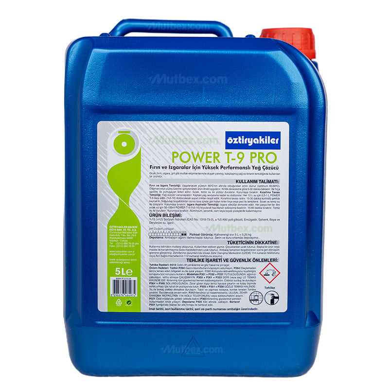 oztiryakiler power t-9 firin ve izgaralar icin yuksek performansli yag cozucu 5 lt