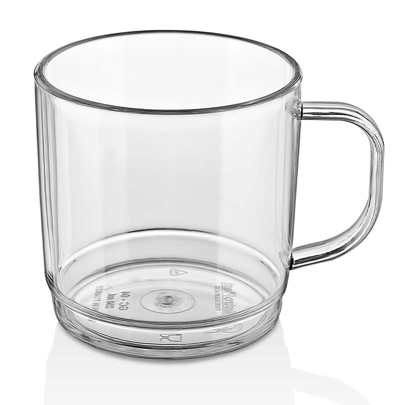 Gastroplast GC-06 Termo Tepsi Uyumlu Kulplu Bardak, 230 ml, Şeffaf, servis tepsisi