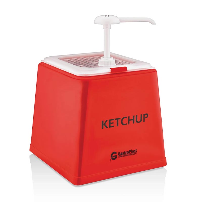 GastroPlast GDK-01 Tekli Ketçap Dispenseri, 2.5 L, Kırmızı, profesyonel servis ürünü
