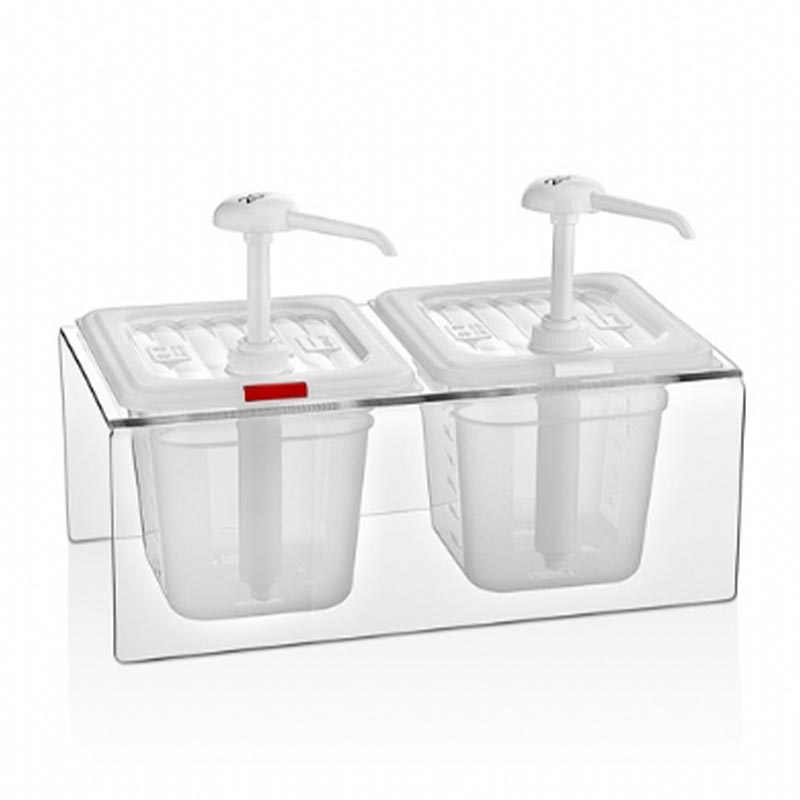 GastroPlast GDP-02 Pompalı Sos Dispenseri, 2'li, Şeffaf, profesyonel servis ürünü
