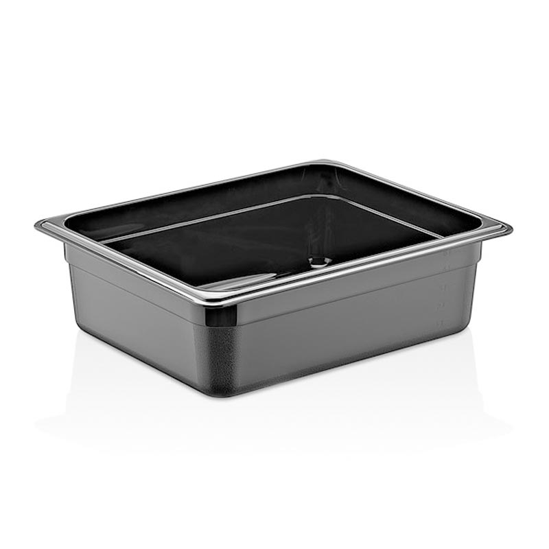 GastroPlast GN 1/2-100 mm Polikarbon Gastronorm Küvet, Siyah, gastronorm küvet