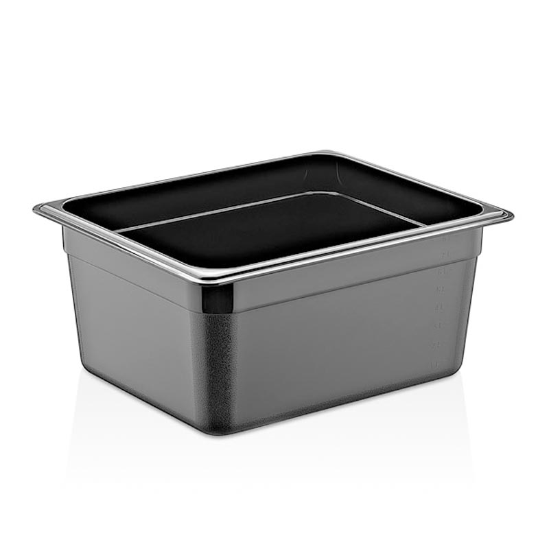GastroPlast GN 1/2-150 mm Polikarbon Gastronorm Küvet, Siyah, gastronorm küvet