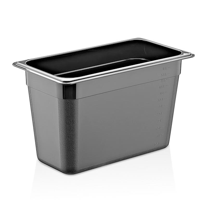 GastroPlast GN 1/4-200 mm Polikarbon Gastronorm Küvet, Siyah, gastronorm küvet