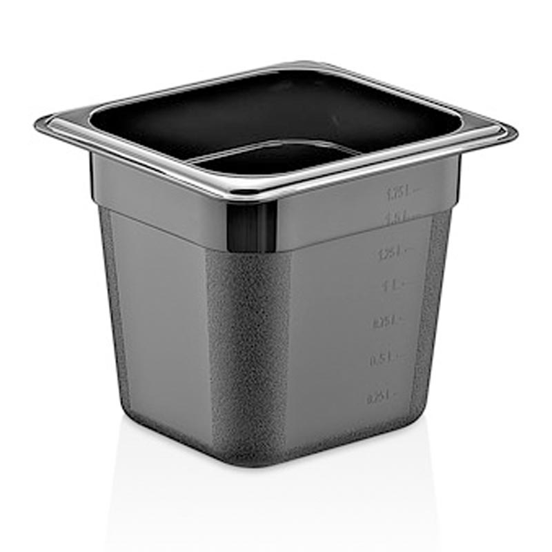 GastroPlast GN 1/6-150 mm Polikarbon Gastronorm Küvet, Siyah, gastronorm küvet
