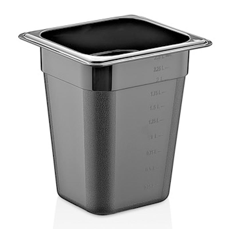 GastroPlast GN 1/6-200 mm Polikarbon Gastronorm Küvet, Siyah, gastronorm küvet