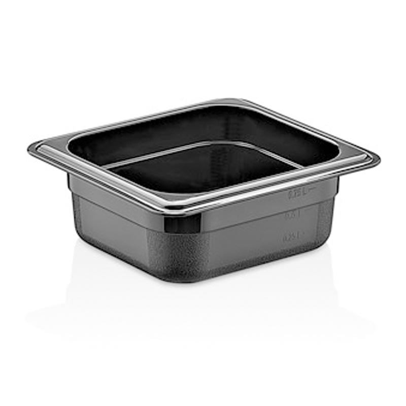 GastroPlast GN 1/6-65 mm Polikarbon Gastronorm Küvet, Siyah, gastronorm küvet