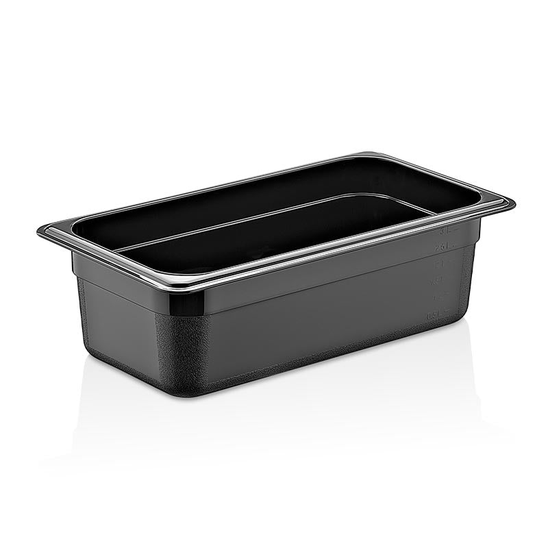 GastroPlast GN 1/3-100 mm Polipropilen Gastronorm Küvet, Siyah, gastronorm küvet