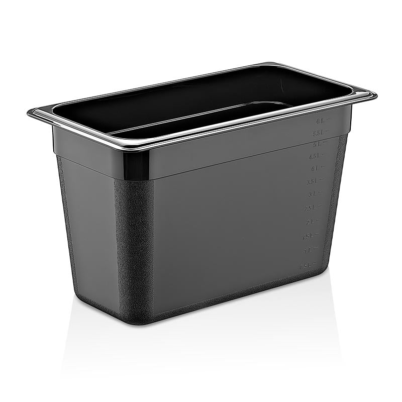 GastroPlast GN1/3-200 mm Polipropilen Gastronorm Küvet, Siyah, gastronorm küvet
