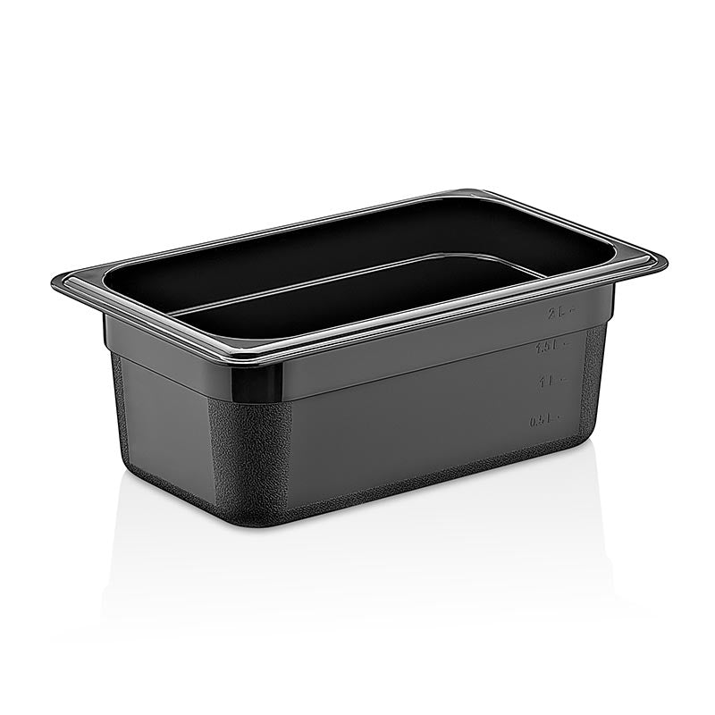 GastroPlast GN1/4-100 mm Polipropilen Gastronorm Küvet, Siyah, gastronorm küvet