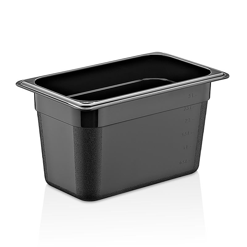 GastroPlast GN1/4-150 mm Polipropilen Gastronorm Küvet, Siyah, gastronorm küvet