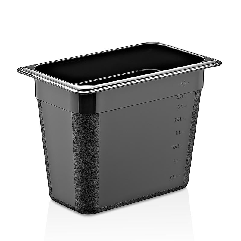 GastroPlast GN1/4-200 mm Polipropilen Gastronorm Küvet, Siyah, gastronorm küvet
