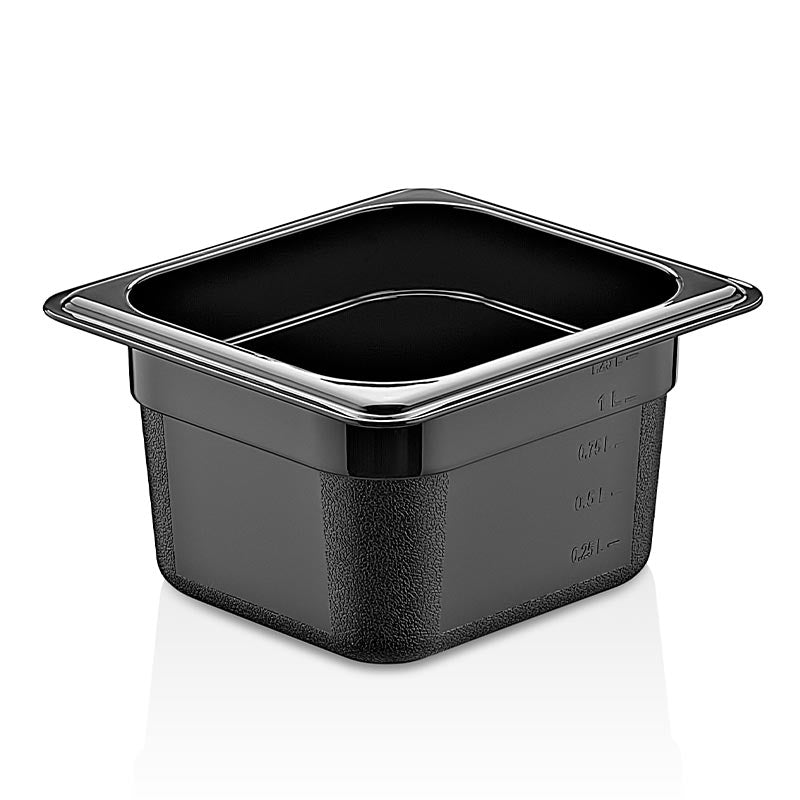 GastroPlast GN1/6-150 mm Polipropilen Gastronorm Küvet, Siyah, gastronorm küvet