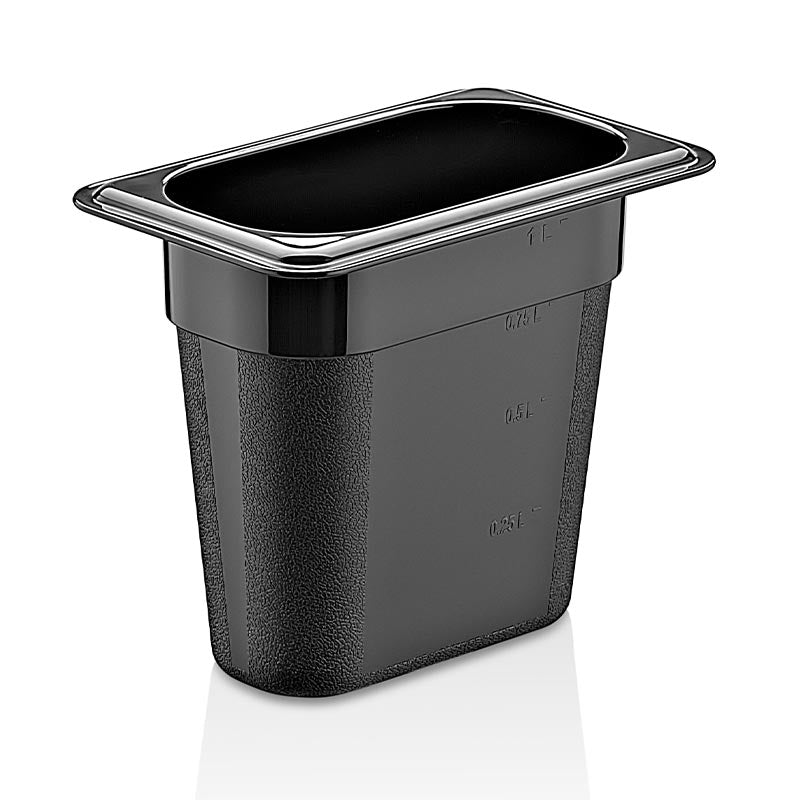 GastroPlast GN1/9-150 mm Polipropilen Gastronorm Küvet, Siyah, gastronorm küvet