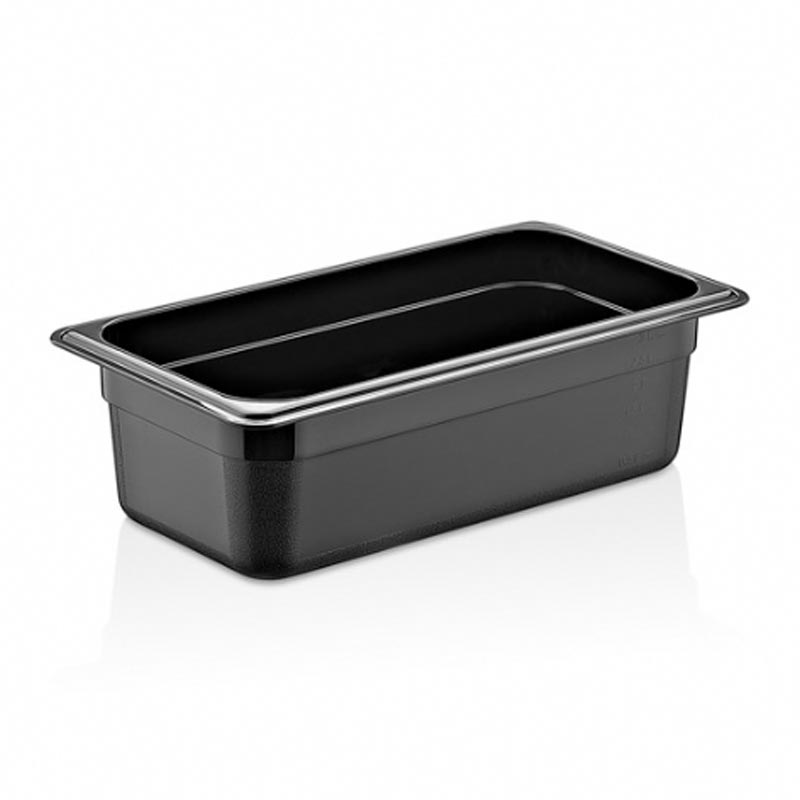 GastroPlast GN 1/3-100 mm Polikarbon Gastronorm Küvet, Siyah, gastronorm küvet