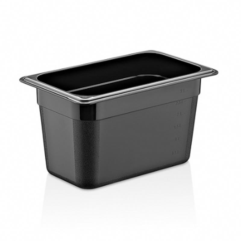 GastroPlast GN1/9-100 mm Polikarbon Gastronorm Küvet, Siyah, gastronorm küvet