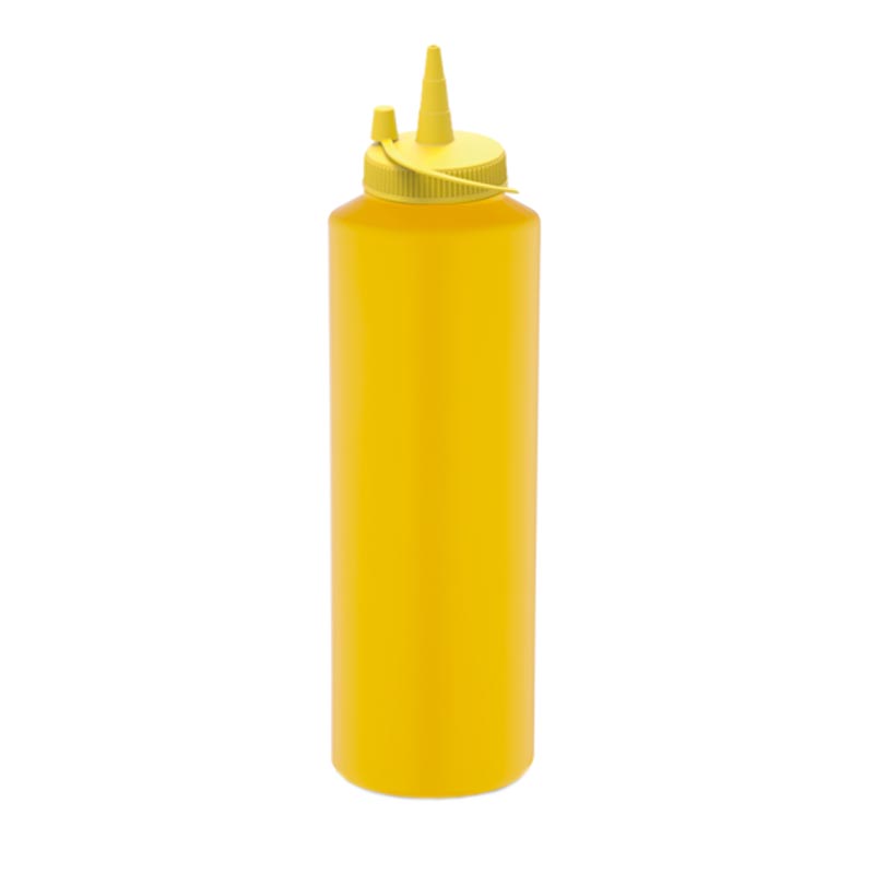GastroPlast GPSC-1000 Kapaklı Fişek Sosluk, 1000 ml, Sarı, kapak ve servis örtüsü
