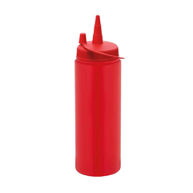 GastroPlast GPSC-250 Kapaklı Fişek Sosluk, 250 ml, Kırmızı, kapak ve servis örtüsü