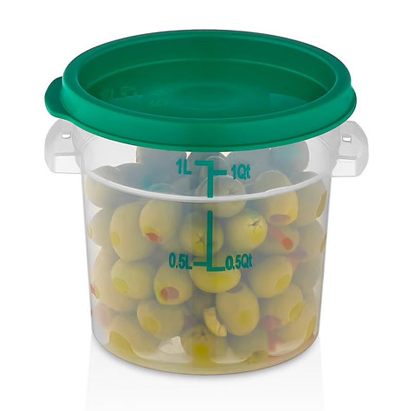 GastroPlast GRPP-1 Polipropilen Yuvarlak Saklama Kabı, 0.95 L, kapak ve servis örtüsü