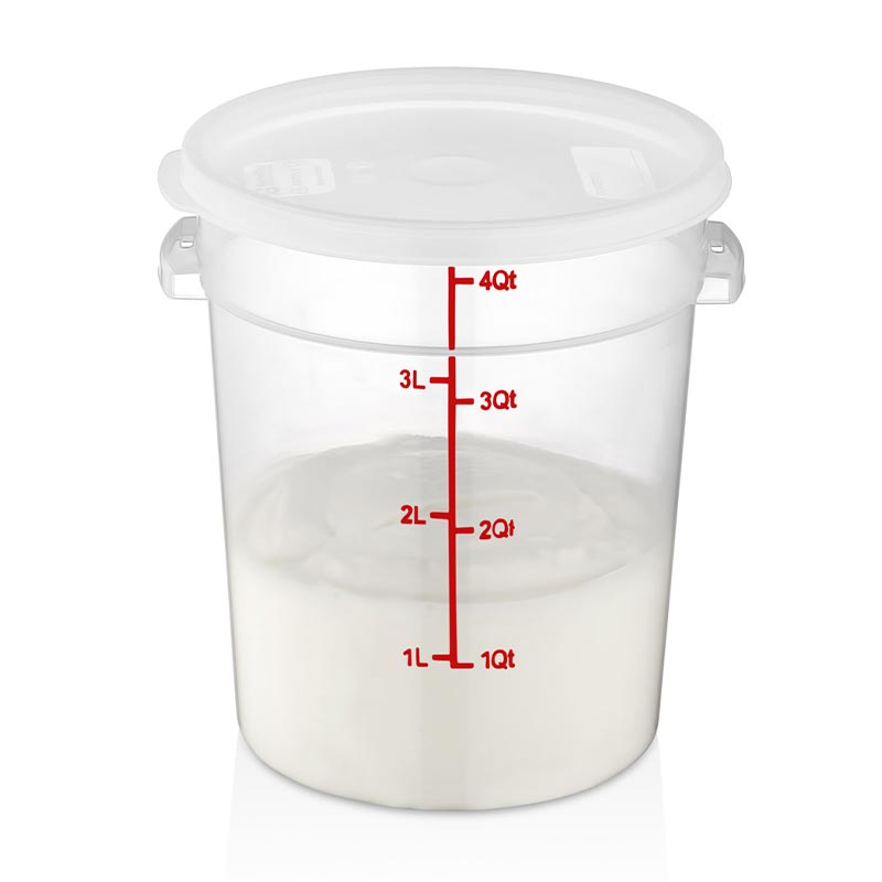 GastroPlast GRPP-4 Polipropilen Yuvarlak Saklama Kabı, 4.2 L, kapak ve servis örtüsü