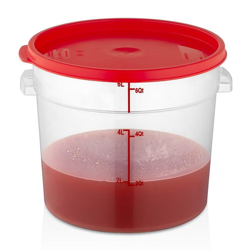 GastroPlast GRPP-6 Polipropilen Yuvarlak Saklama Kabı, 6 L, kapak ve servis örtüsü
