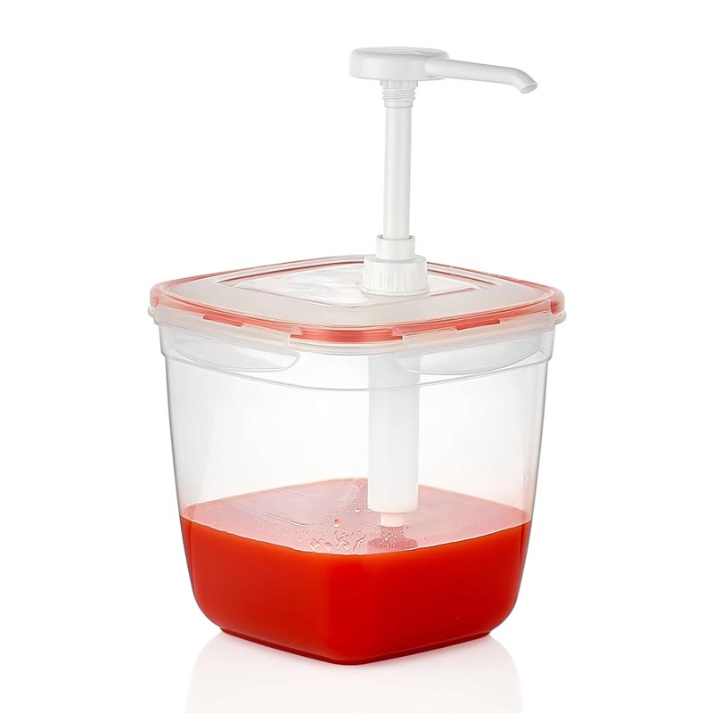 GastroPlast Kare Sos Dispenseri, 3.6 L, Şeffaf, profesyonel servis ürünü