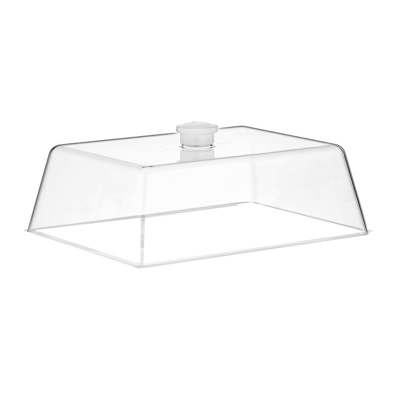 GastroPlast Polikarbonat Fanus, 20x26 cm, Beyaz Kulplu, servis tepsisi