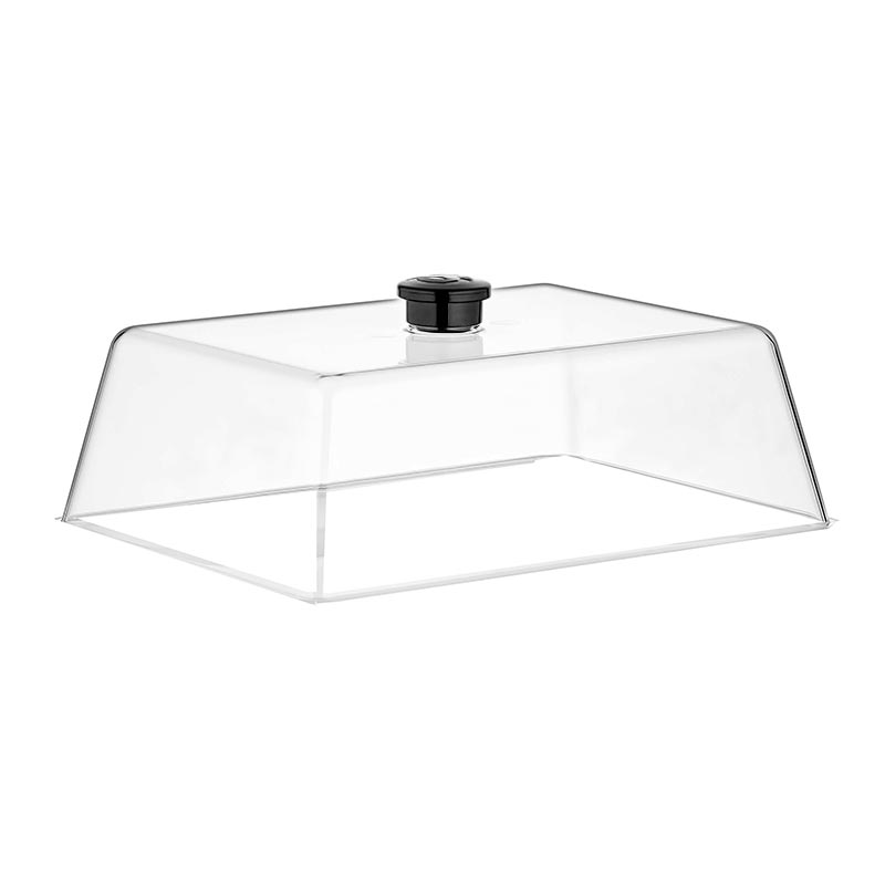 GastroPlast Polikarbon Fanus, 20x26 cm, Siyah Kulplu, servis tepsisi
