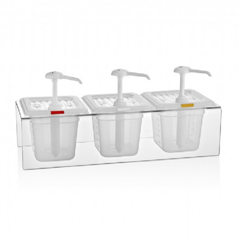 GastroPlast Pompalı Sos Dispenseri, 3'lü, Şeffaf, profesyonel servis ürünü