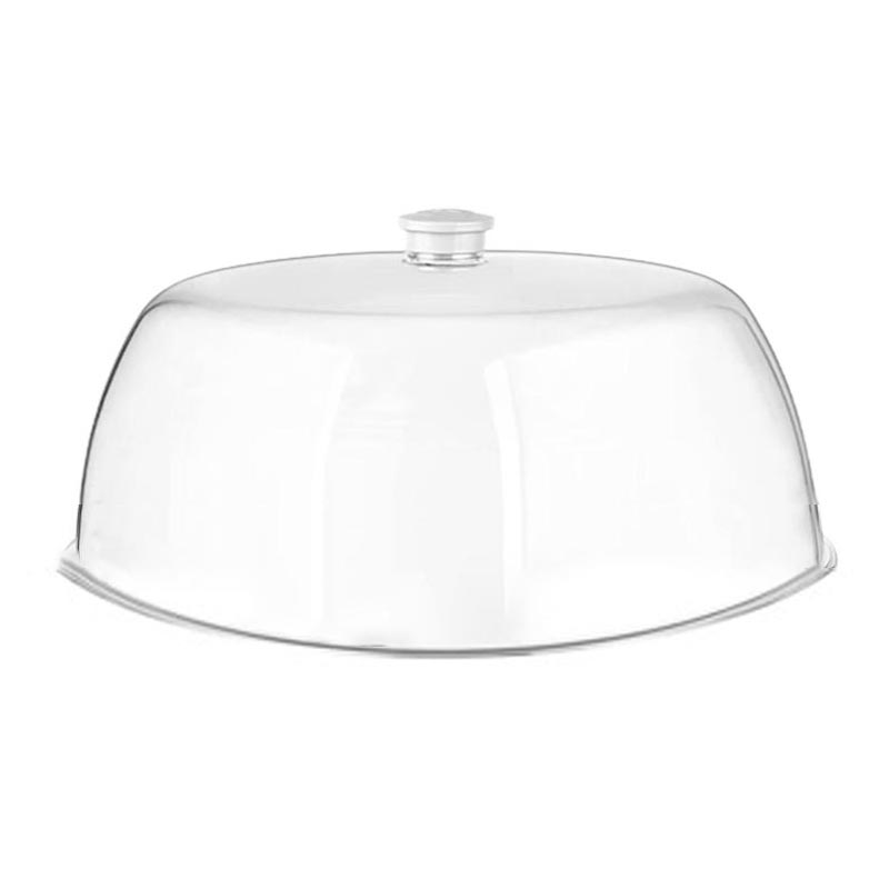 GastroPlast Yuvarlak Polikarbonat Fanus, 35 cm, Beyaz Kulplu, servis tepsisi