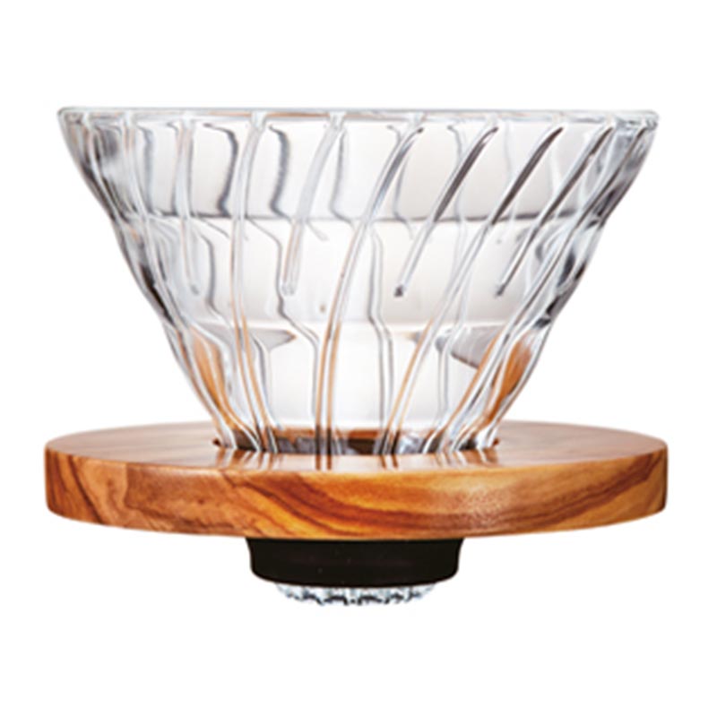 Hario VDG-02-OV V60 02 Ahşap Altlıklı Cam Dripper, V60 ve pour over dripper