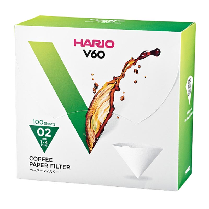 Hario VCF-02-100WK V60 02 Dripper Kutulu Filtre Kahve Kağıdı, 100 Adet, V60 ve pour over dripper