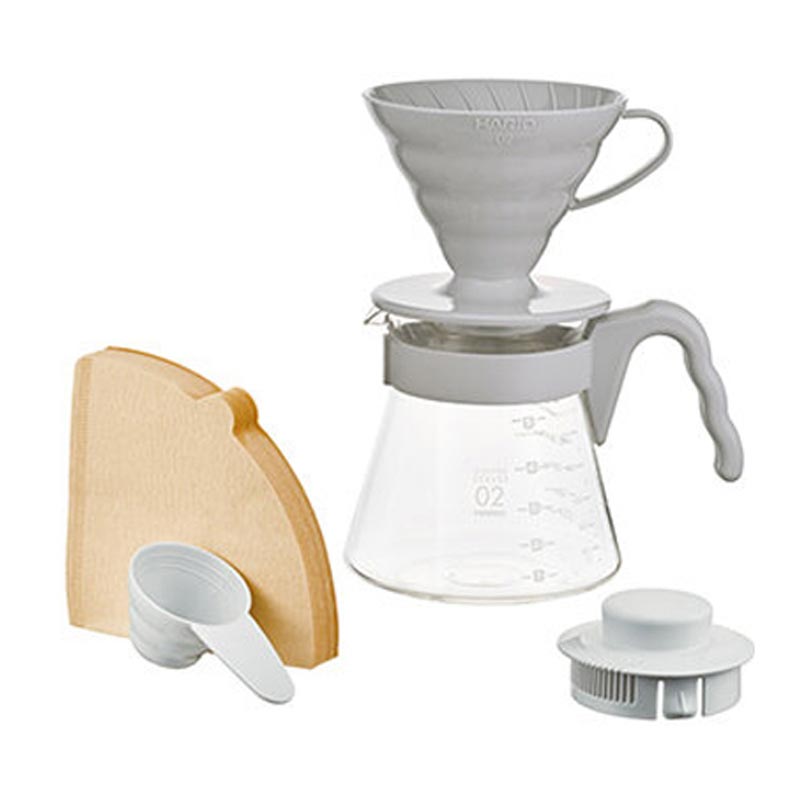 Hario VCSD-02-PGR V60 Kahve Demleme Seti, Açık Gri, V60 ve pour over dripper