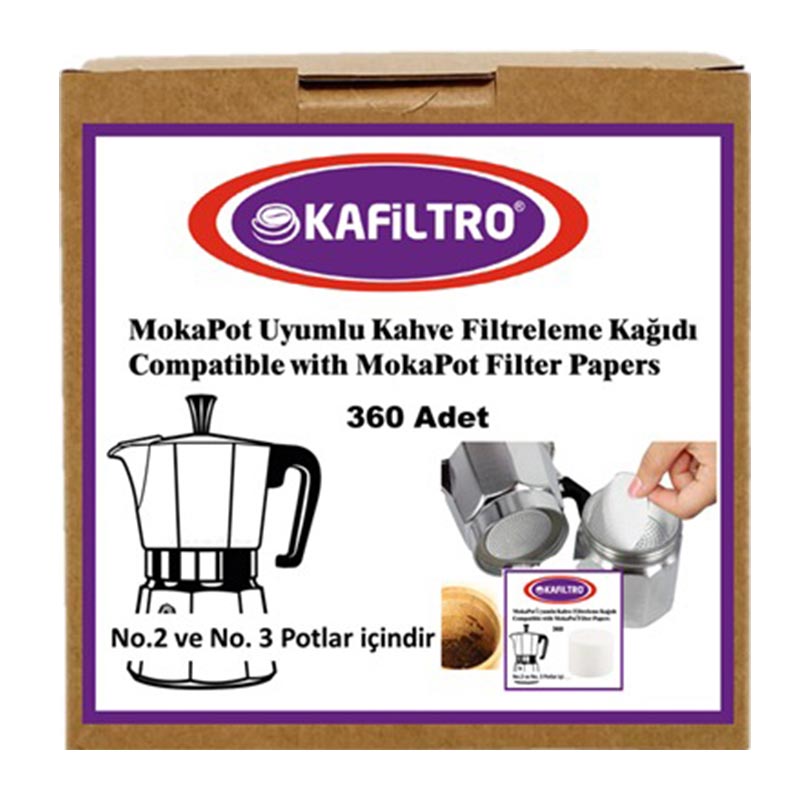 Kafiltro No:2-3 Moka Pot Uyumlu Kahve Filtre Kağıdı, 360 Adet, kahve aksesuarı