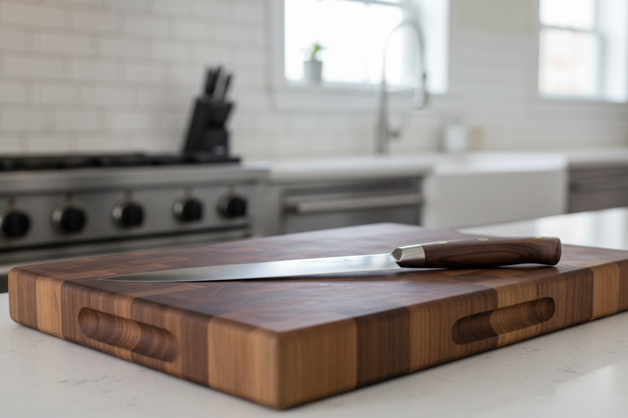 knife and chopping table